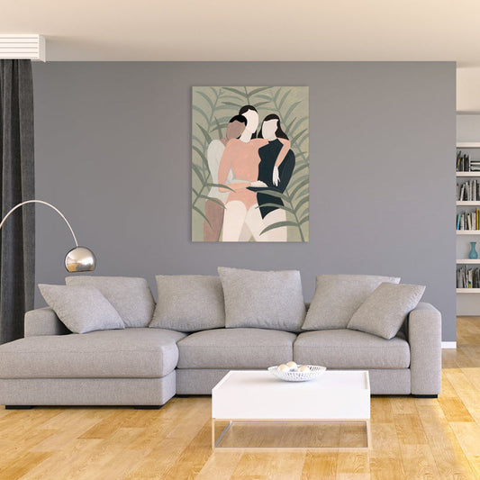 Vivolux | Weiche Farbe Modische Mädchen Kunstdruck Texturiertes Nordisches Esszimmer Leinwand, Mehrere Größen