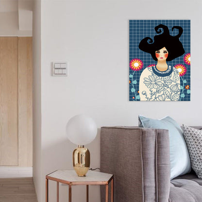 Vivolux | Illustration Undercover Maid Leinwanddruck Wohnzimmer Mode Wandkunst in Pastellfarbe