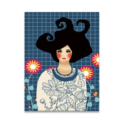 Vivolux | Illustration Undercover Maid Leinwanddruck Wohnzimmer Mode Wandkunst in Pastellfarbe