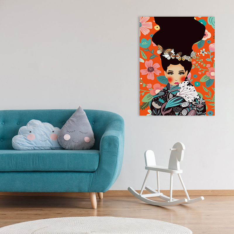 Vivolux | Illustration Undercover Maid Leinwanddruck Wohnzimmer Mode Wandkunst in Pastellfarbe