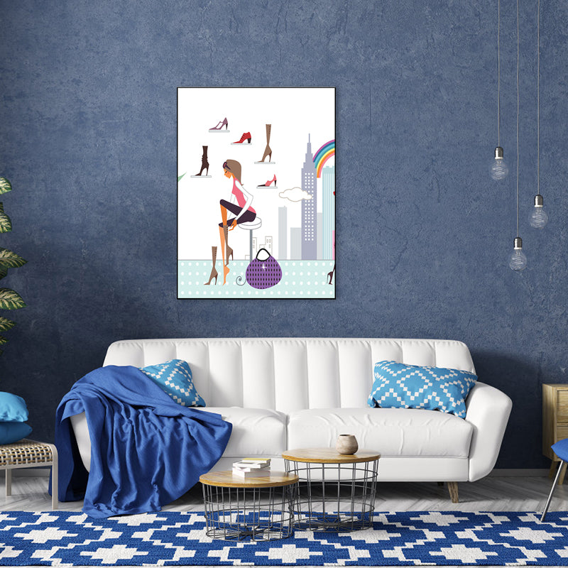 Vivolux | Nordic Urban Women Leinwanddruck Pastellfarbe Texturiertes Wanddekor für Wohnzimmer