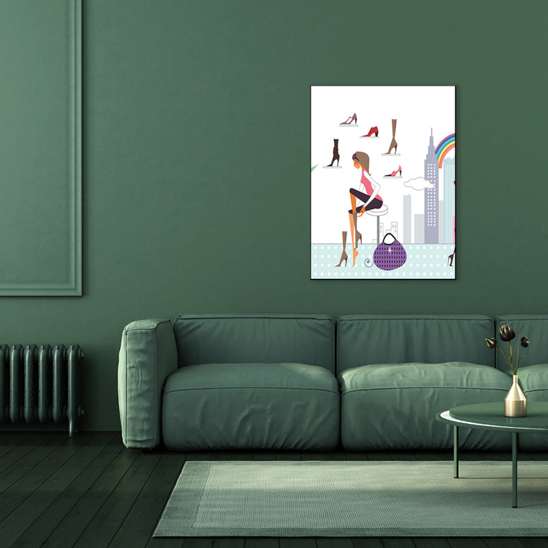 Vivolux | Nordic Urban Women Leinwanddruck Pastellfarbe Texturiertes Wanddekor für Wohnzimmer