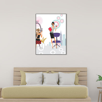 Vivolux | Nordic Urban Women Leinwanddruck Pastellfarbe Texturiertes Wanddekor für Wohnzimmer