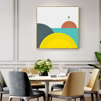 Vivolux | Illustration Geometrische Landschaft Leinwandkunst Helle Farbe Nordischer Wanddekoration für das Esszimmer