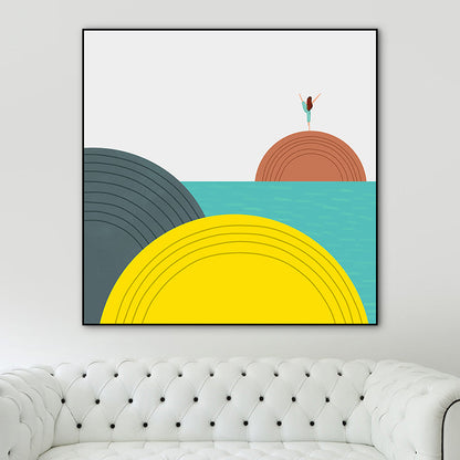 Vivolux | Illustration Geometrische Landschaft Leinwandkunst Helle Farbe Nordischer Wanddekoration für das Esszimmer