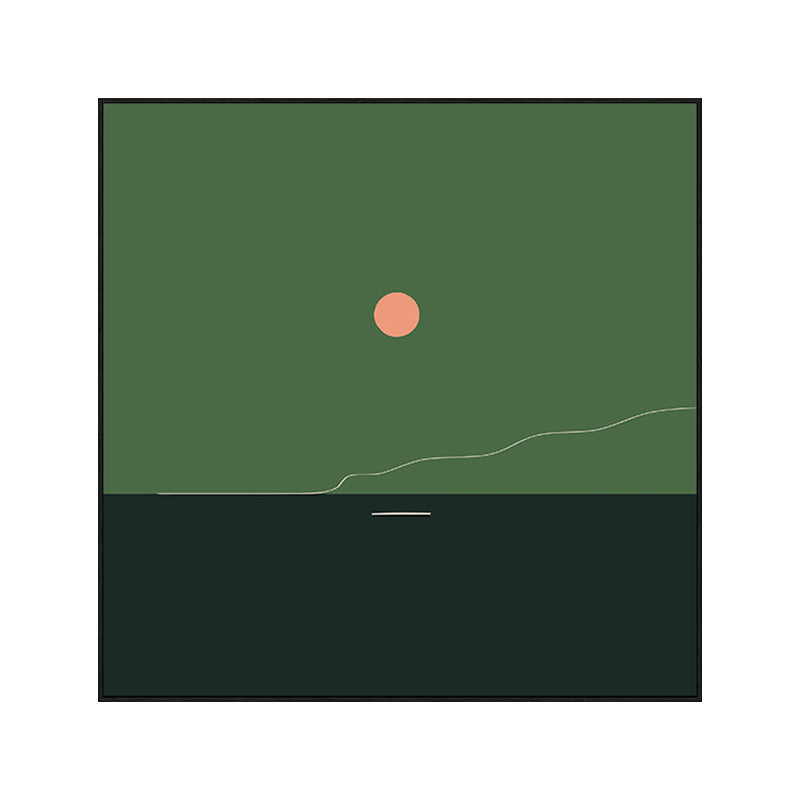 Vivolux | Grüne Minimalismus Wandkunst Illustration Landschaft Leinwanddruck für die Wohnungseinrichtung, mehrere Größen