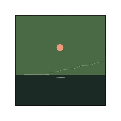 Vivolux | Grüne Minimalismus Wandkunst Illustration Landschaft Leinwanddruck für die Wohnungseinrichtung, mehrere Größen