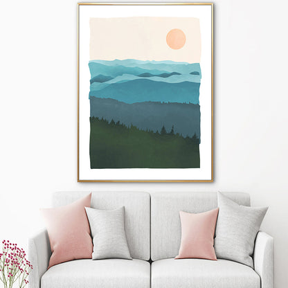 Vivolux | Nordic Scenery Berglandschaft Leinwand Pastellfarbe Texturiertes Wandkunst für Wohnzimmer