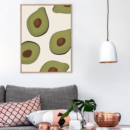 Vivolux | Grüne Illustration Avocado Leinwanddruck Obst Nordischer Texturierter Wandkunst für Mädchenzimmer