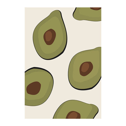 Vivolux | Grüne Illustration Avocado Leinwanddruck Obst Nordischer Texturierter Wandkunst für Mädchenzimmer