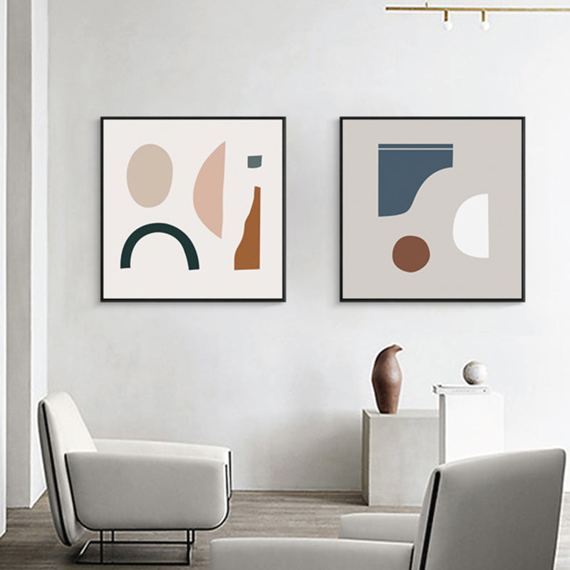 Vivolux | Geometrische Formen Leinwand Kunst Nordisch Bezaubernde Abstrakte Wanddekoration in Heller Farbe