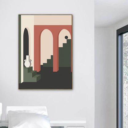 Vivolux | Architektur Perspektivzeichnung Leinwanddruck Dunkle Farbe Nordische Wandkunst für das Familienzimmer