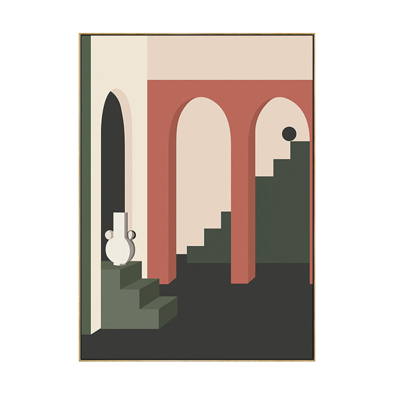 Vivolux | Architektur Perspektivzeichnung Leinwanddruck Dunkle Farbe Nordische Wandkunst für das Familienzimmer