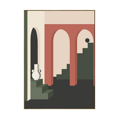 Vivolux | Architektur Perspektivzeichnung Leinwanddruck Dunkle Farbe Nordische Wandkunst für das Familienzimmer