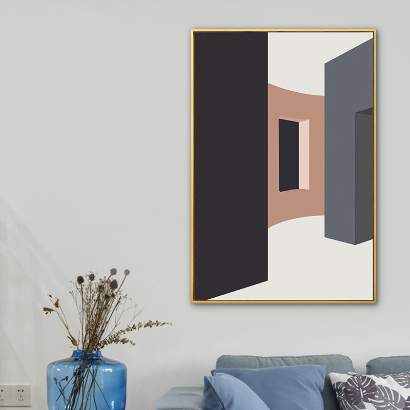 Vivolux | Haus Innenansicht Wandkunst Wohnzimmer Architekturzeichnung Leinwand in sanften Farben für Dekor