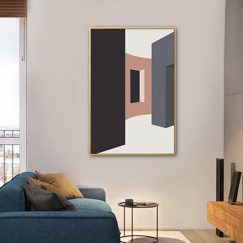 Vivolux | Haus Innenansicht Wandkunst Wohnzimmer Architekturzeichnung Leinwand in sanften Farben für Dekor