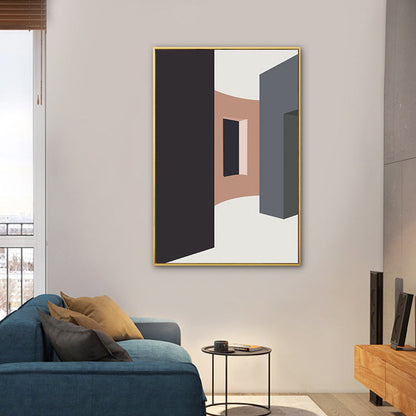 Vivolux | Haus Innenansicht Wandkunst Wohnzimmer Architekturzeichnung Leinwand in sanften Farben für Dekor