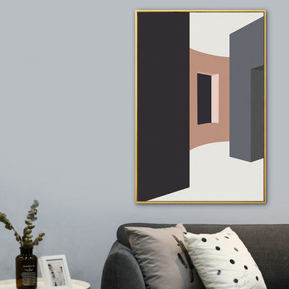 Vivolux | Haus Innenansicht Wandkunst Wohnzimmer Architekturzeichnung Leinwand in sanften Farben für Dekor