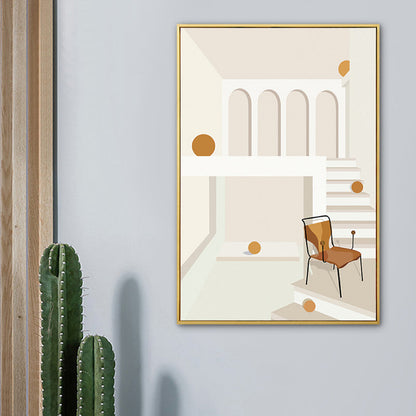 Vivolux | Haus Innenansicht Wandkunst Wohnzimmer Architekturzeichnung Leinwand in sanften Farben für Dekor