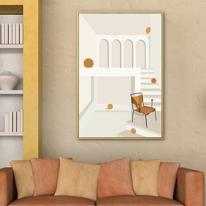 Vivolux | Haus Innenansicht Wandkunst Wohnzimmer Architekturzeichnung Leinwand in sanften Farben für Dekor