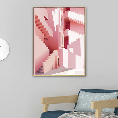 Vivolux | Pastellfarbe Nordisch Leinwandkunst Illustration Architektur Wanddekoration für das Wohnzimmer