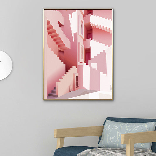 Vivolux | Pastellfarbe Nordisch Leinwandkunst Illustration Architektur Wanddekoration für das Wohnzimmer