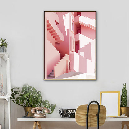 Vivolux | Pastellfarbe Nordisch Leinwandkunst Illustration Architektur Wanddekoration für das Wohnzimmer