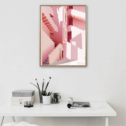 Vivolux | Pastellfarbe Nordisch Leinwandkunst Illustration Architektur Wanddekoration für das Wohnzimmer