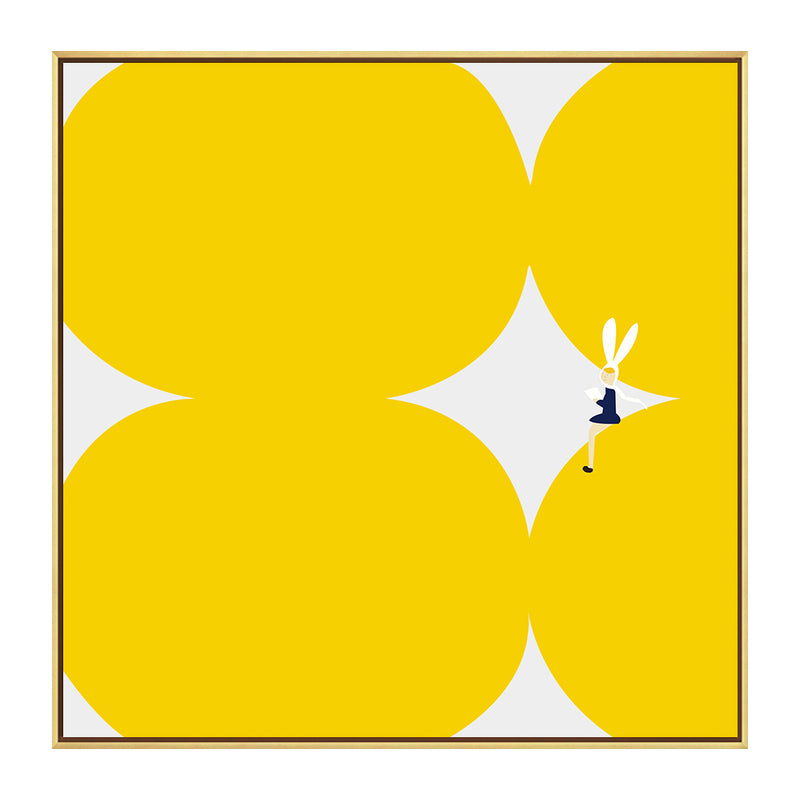 Vivolux | Niedliche Bunny Girl Leinwand Wandkunst Esszimmer Geometrie Wanddekoration, mehrere Größenoptionen