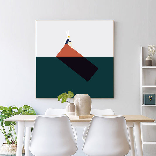 Vivolux | Niedliche Bunny Girl Leinwand Wandkunst Esszimmer Geometrie Wanddekoration, mehrere Größenoptionen