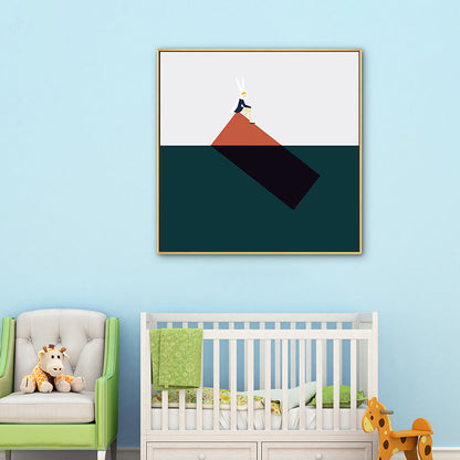 Vivolux | Niedliche Bunny Girl Leinwand Wandkunst Esszimmer Geometrie Wanddekoration, mehrere Größenoptionen