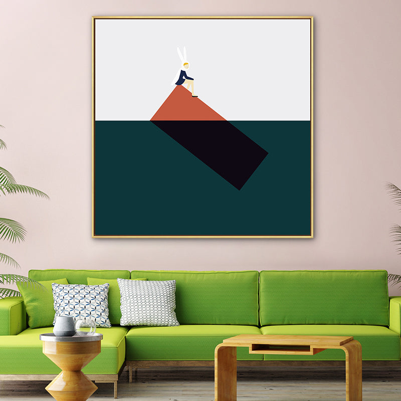 Vivolux | Niedliche Bunny Girl Leinwand Wandkunst Esszimmer Geometrie Wanddekoration, mehrere Größenoptionen