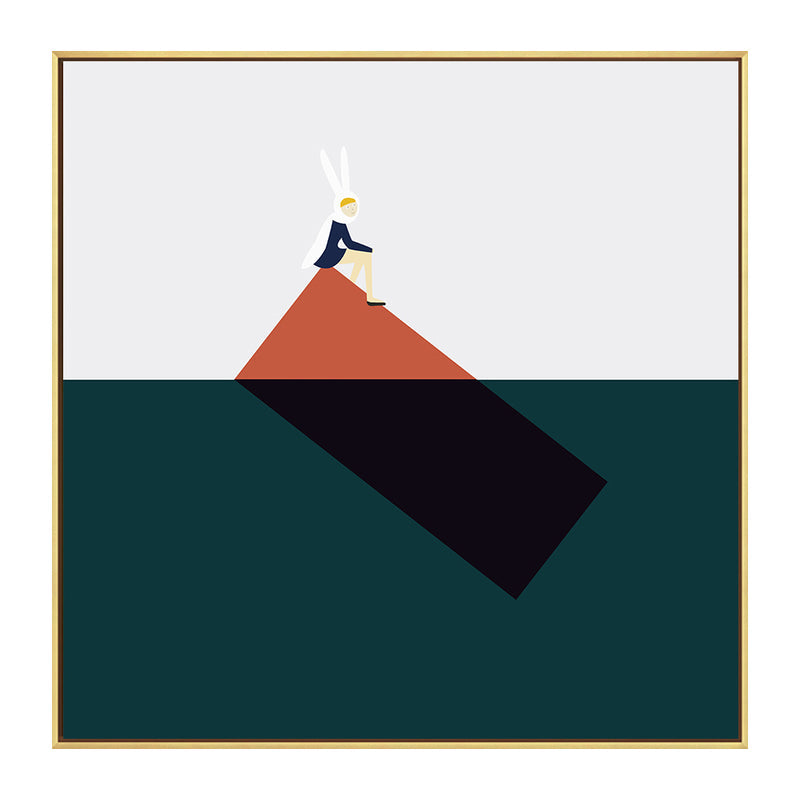 Vivolux | Niedliche Bunny Girl Leinwand Wandkunst Esszimmer Geometrie Wanddekoration, mehrere Größenoptionen