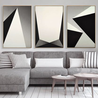 Vivolux | Strukturierte Geometrie Prisma Leinwandkunst Skandinavischer Stil Wanddeko für Hausinterieur, Dunkle Farbe