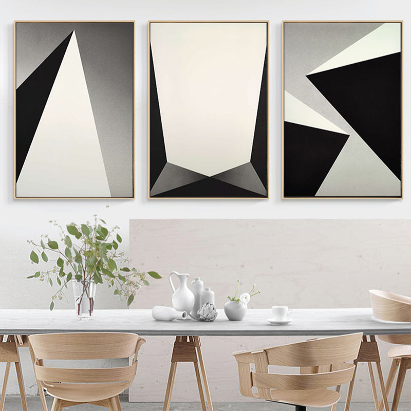 Vivolux | Strukturierte Geometrie Prisma Leinwandkunst Skandinavischer Stil Wanddeko für Hausinterieur, Dunkle Farbe