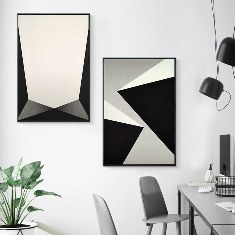 Vivolux | Strukturierte Geometrie Prisma Leinwandkunst Skandinavischer Stil Wanddeko für Hausinterieur, Dunkle Farbe