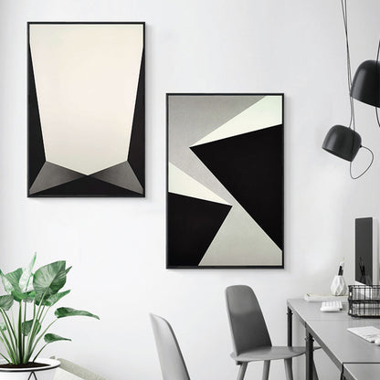 Vivolux | Strukturierte Geometrie Prisma Leinwandkunst Skandinavischer Stil Wanddeko für Hausinterieur, Dunkle Farbe