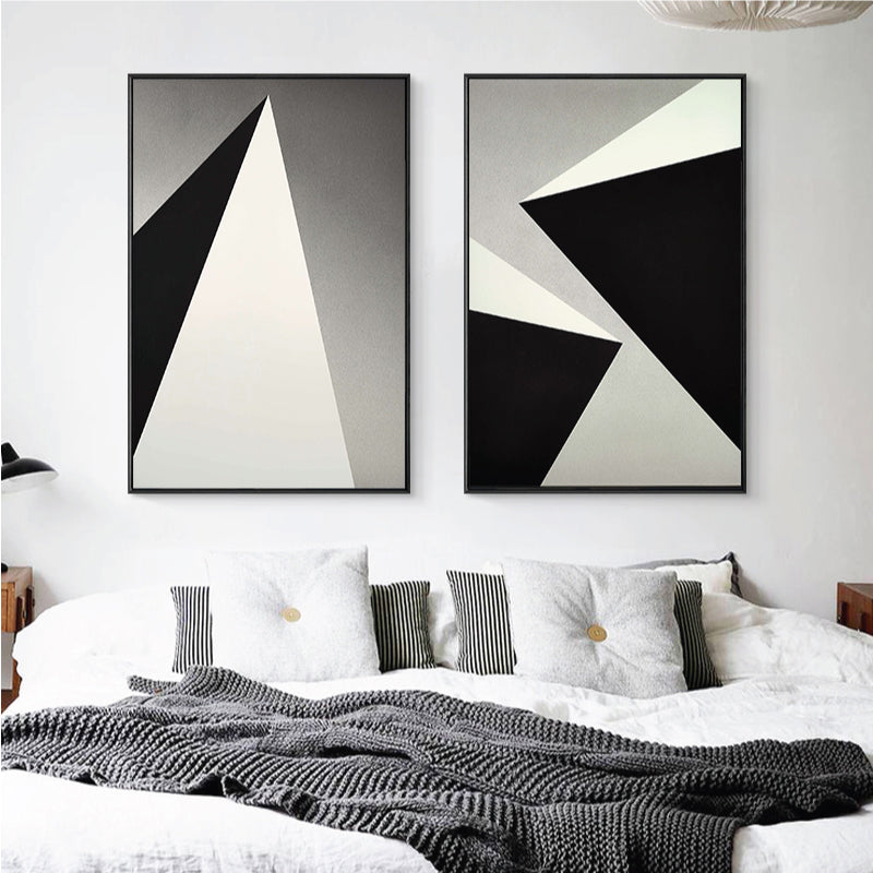 Vivolux | Strukturierte Geometrie Prisma Leinwandkunst Skandinavischer Stil Wanddeko für Hausinterieur, Dunkle Farbe