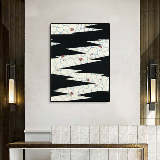 Vivolux | Zickzack-Muster Leinwanddruck Jungenzimmer Geometrische Wandkunst in dunkler Farbe, strukturiert
