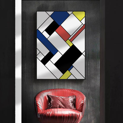 Vivolux | Mondrian Geometrisches Gemälde Leinwand Nordic Texturiertes Wandkunst in Mehrfarben für Raum