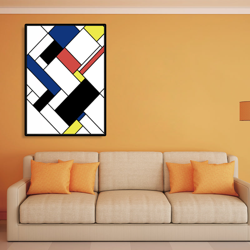 Vivolux | Mondrian Geometrisches Gemälde Leinwand Nordic Texturiertes Wandkunst in Mehrfarben für Raum