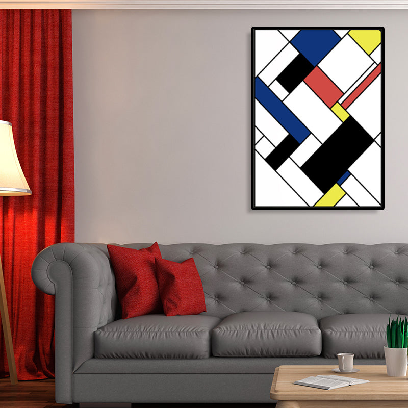 Vivolux | Mondrian Geometrisches Gemälde Leinwand Nordic Texturiertes Wandkunst in Mehrfarben für Raum