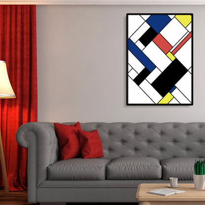 Vivolux | Mondrian Geometrisches Gemälde Leinwand Nordic Texturiertes Wandkunst in Mehrfarben für Raum