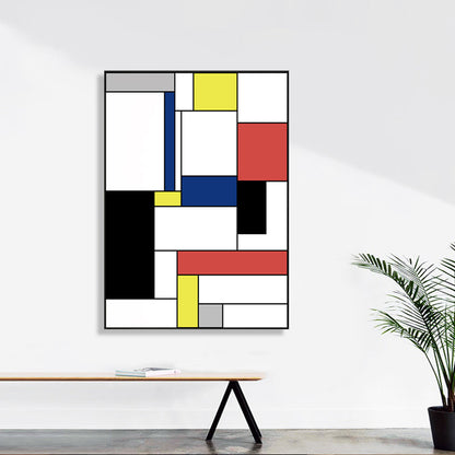 Vivolux | Mondrian Geometrisches Gemälde Leinwand Nordic Texturiertes Wandkunst in Mehrfarben für Raum
