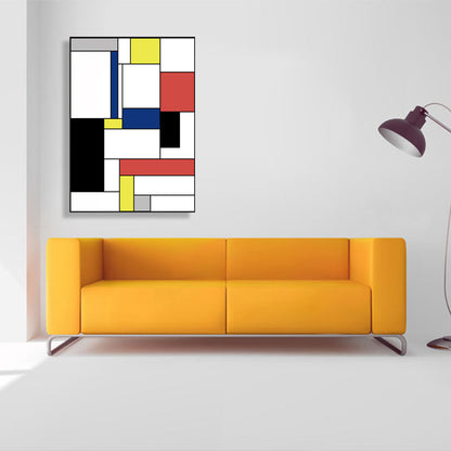 Vivolux | Mondrian Geometrisches Gemälde Leinwand Nordic Texturiertes Wandkunst in Mehrfarben für Raum