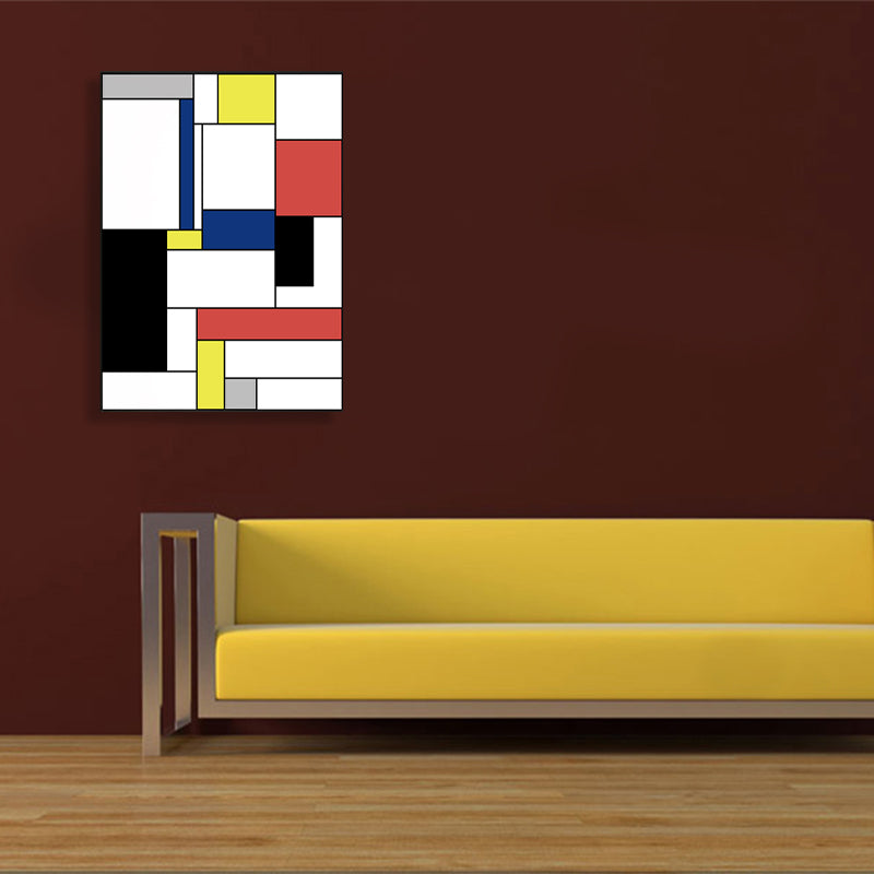 Vivolux | Mondrian Geometrisches Gemälde Leinwand Nordic Texturiertes Wandkunst in Mehrfarben für Raum