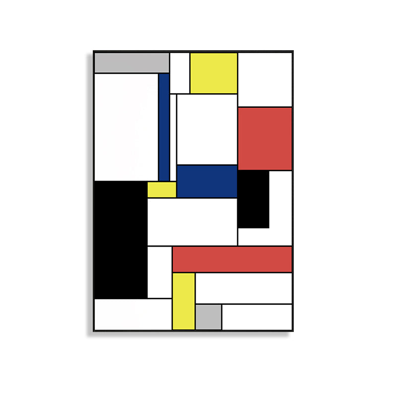 Vivolux | Mondrian Geometrisches Gemälde Leinwand Nordic Texturiertes Wandkunst in Mehrfarben für Raum