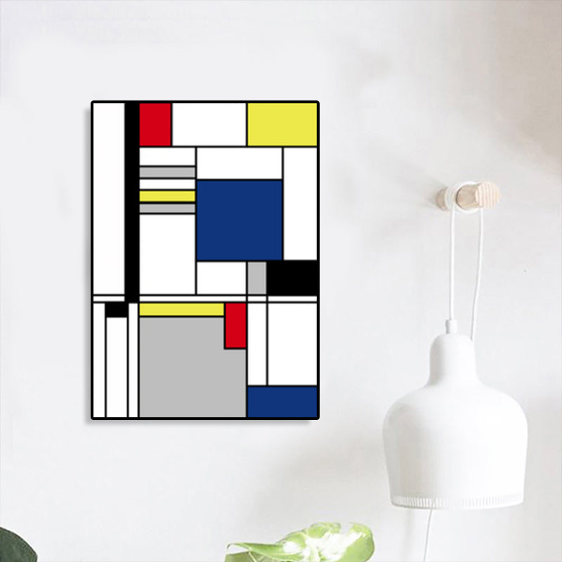 Vivolux | Mondrian Geometrisches Gemälde Leinwand Nordic Texturiertes Wandkunst in Mehrfarben für Raum