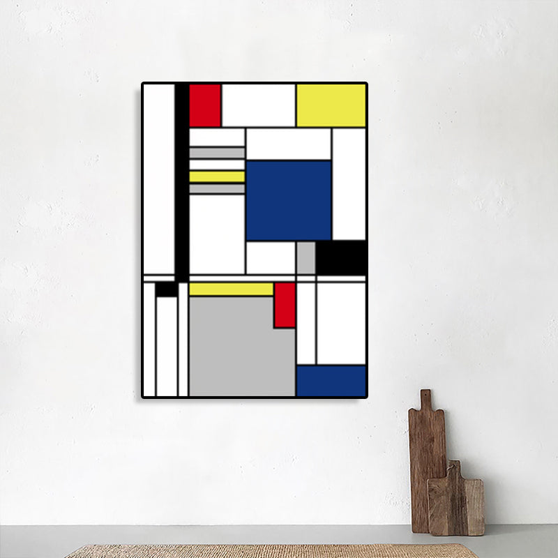 Vivolux | Mondrian Geometrisches Gemälde Leinwand Nordic Texturiertes Wandkunst in Mehrfarben für Raum