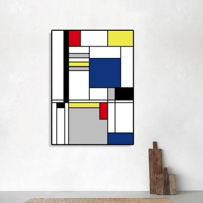 Vivolux | Mondrian Geometrisches Gemälde Leinwand Nordic Texturiertes Wandkunst in Mehrfarben für Raum